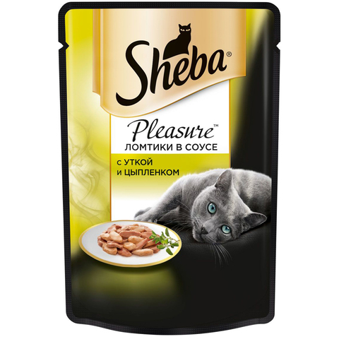 Sheba Pleasure пауч для кошек ломтики в соусе утка и цыпленок 85 г