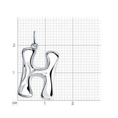 94032472 - Подвеска из серебра буква H с эффектом мятого металла