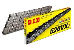 Цепь приводная D.I.D 520VX3 (Х-ринг), 118 звеньев, цвет никель, замок -- защелка !!!