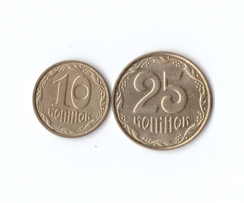 Набор 2 монеты 10 и 25 копеек Украина