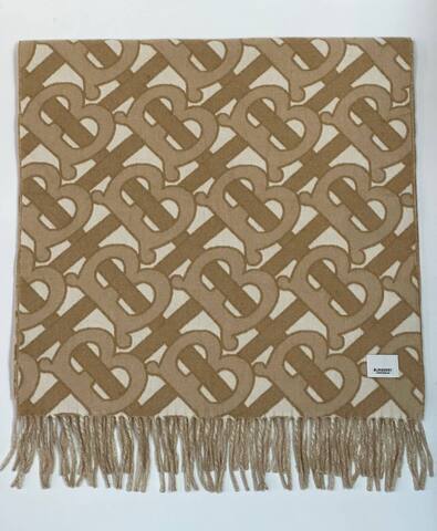 Шарф Burberry кашемировый коричневый/белый