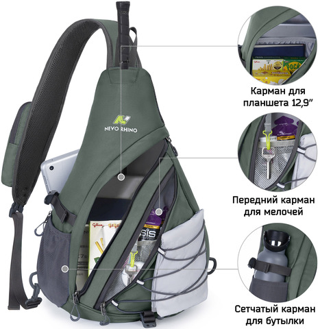 Картинка рюкзак однолямочный Nevo Rhino 9070 Dark Gray - 3