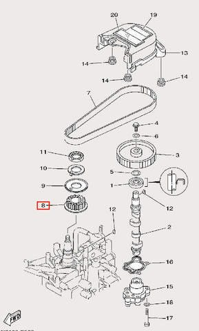 Шкив коленвала 16+J84 для лодочного мотора F9,9 Sea-PRO