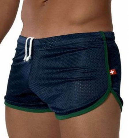 Мужские спортивные шорты синие Andrew Christian Retro Sports Mesh Gym Shorts Blue