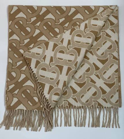 Шарф Burberry кашемировый коричневый/белый