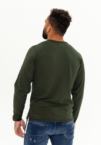 Лонгслив Bowery NYC однотонный Slub Dark Forest