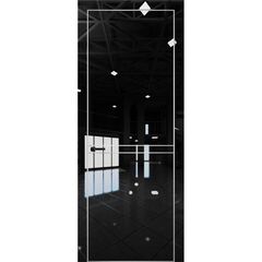 Купить Межкомнатная дверь глянец Pt 9 Платина crystall black алюминиевая кромка Al глухая