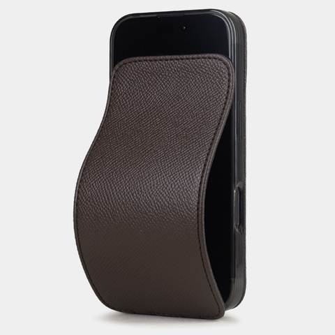 Чехол iPhone 16 Pro натуральная кожа сафьяно, коричневого цвета