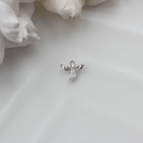 УЦЕНКА!!! Подвеска Жучок с фианитами 9*11 мм, родий, У086