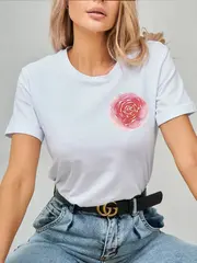 Футболка больших размеров с принтом цветок