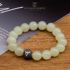 Браслет Велес. Буромский нефрит бриле. Д 12 мм.