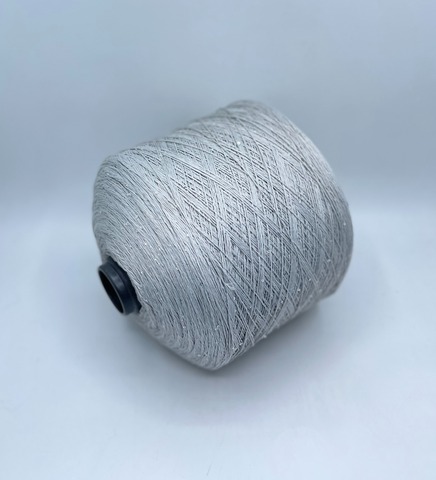 Бобинная пряжа (пр.Италия),Linette Pailletes, 450/100гр, 80% Лен, 20% Полиэстер(пайетка), цвет-Иней+пайетка. арт.36727