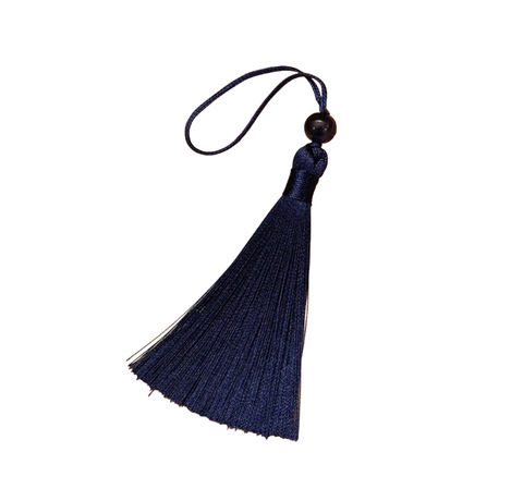 Декоративная кисточка , с бусиной , 8см (размер до подвеса), цвет темно-синий