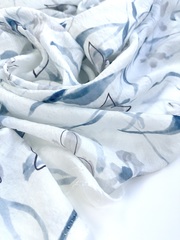 Вискоза с нейлоном, крэш вуаль, Голубые лилии