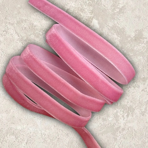 Лента бархатная 1 см розовый №10 (1метр)