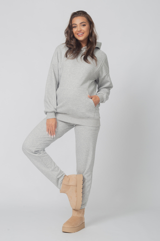Утепленный спортивный костюм для беременных и кормящих  16501 серый меланж