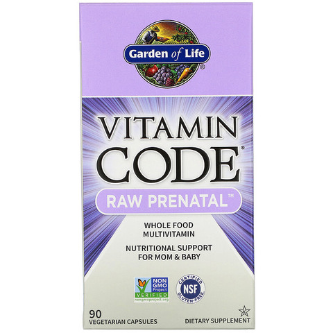 Garden of Life, Vitamin Code, RAW Prenatal, 90 вегетарианских капсул