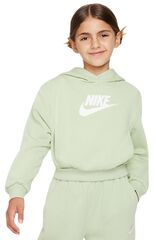 Детская теннисная толстовка Nike Sportswear Club Fleece Crop Hoodie - honeydew/white