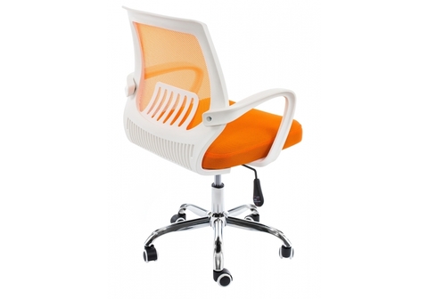 Офисное кресло для персонала и руководителя Компьютерное Ergoplus белое / оранжевое 57*57*91 Хромированный металл /Оранжевый