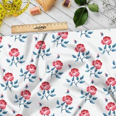 Ткань поплин минималистичные соцветия на белом