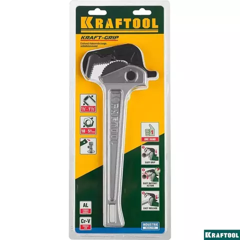 KRAFTOOL MASTERGRIP, 1.5?, 18-51 мм, 330 мм, Быстрозажимной трубный ключ (27365-14)