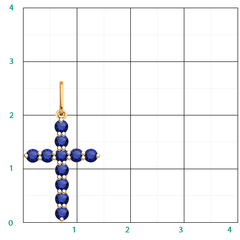 3124с3 -Крестик с фианитами LUX Sapfir из золота 585 пробы