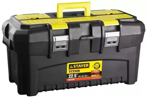 Ящик с органайзером STAYER Titan 38016-22, 58x32x28 см, 22.5'' , черный/желтый
