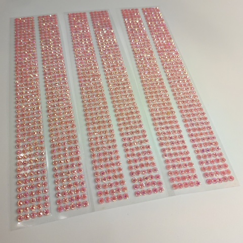 Стразы круглые клеевые/самоклеющиеся/5мм/цвет розовый/в упаковке 460шт (3 упаковки)