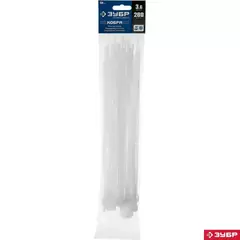 ЗУБР КОБРА, 3.6 x 280 мм, нейлон РА66, 50 шт, белые, кабельные стяжки с плоским замком, Профессионал (30930-36-280)