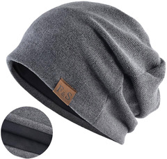 Шапка длинная с подкладкой Skully Loose Knitted Hat grey