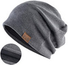 Картинка шапка-бини Skully Wear Hip Hop Casual Loose Men Knitted Pullover Hat dark grey - 1