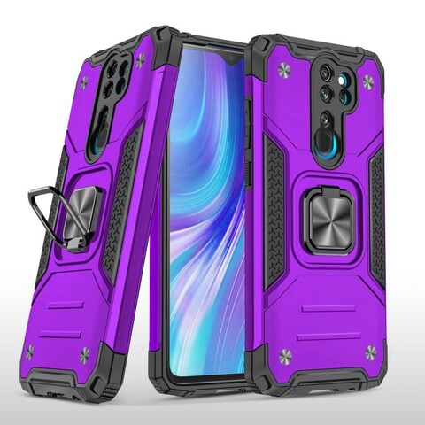 Противоударный чехол Strong Armour Case с кольцом для Xiaomi Redmi Note 8 Pro (Фиолетовый)