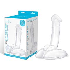 Стеклянный фаллоимитатор на подставке 7,5’’ Rideable Standing Glass Cock With Stability Base - 19 см. - 