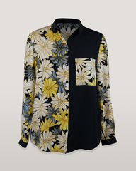 Блузка Elite 7641 комбинированная цветы