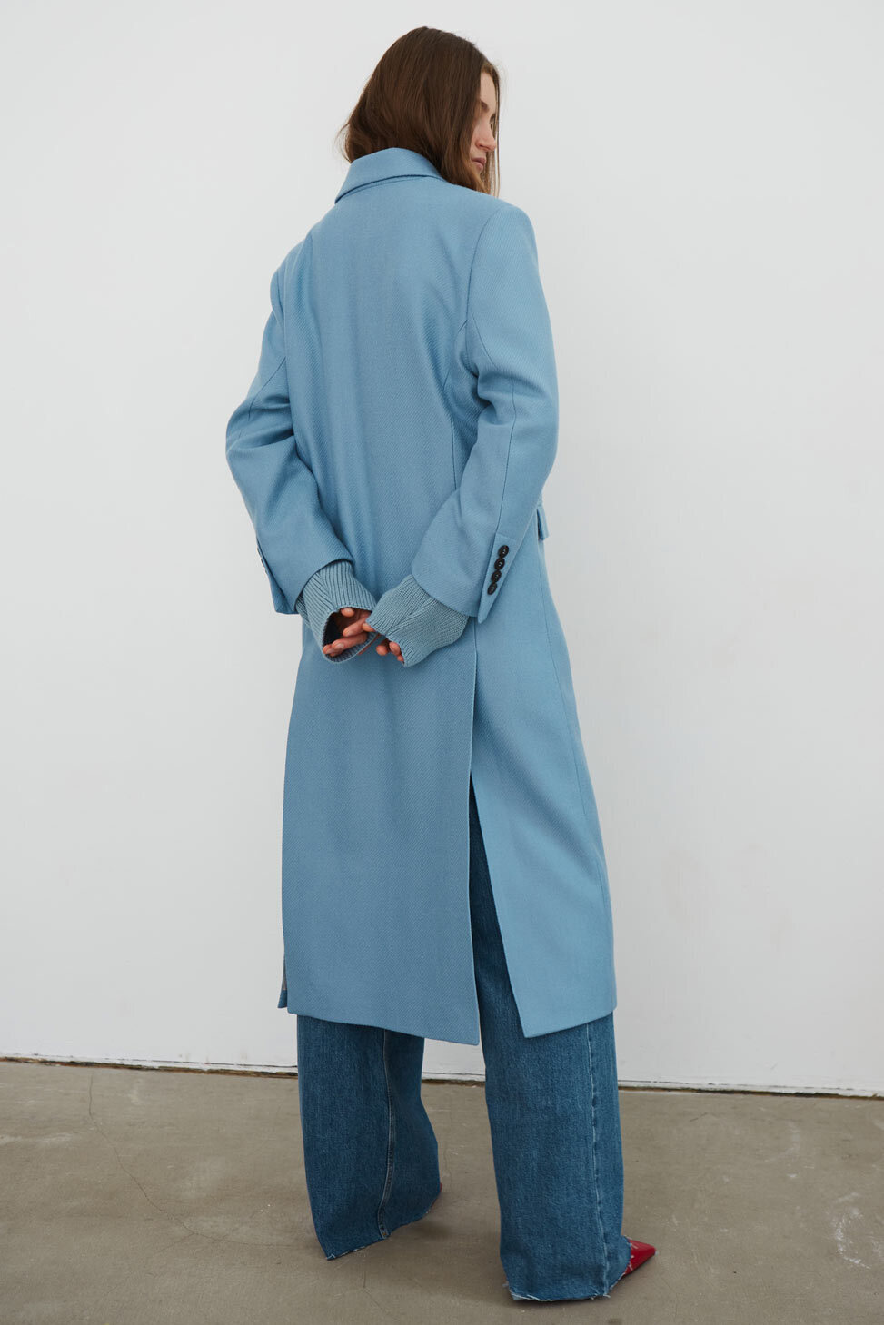 Пальто daddy женское, голубой