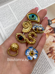 Пуговицы золотистые Скиапар. с эмалью 