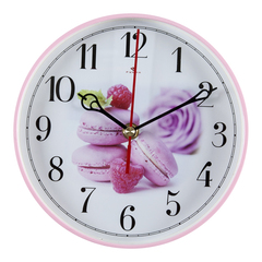 Часы настенные РУБИН  2019-102  круг d=19,5см, корпус розовый "Макаруны"