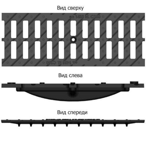 Решетка водоприемная Gidrolica Standart РВ -10.13,6.50 - ячеистая пластиковая, кл. А15