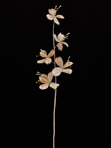 Веточка с листьями кизила 79см ChristmasDeLuxe бежевая