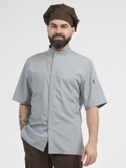 Серая мужская рубашка-китель "Мир" для повара и кондитера NVDesign