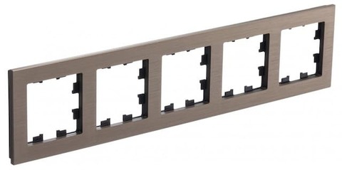 Рамка на 5 постов. Цвет Латунь. Schneider Electric(Шнайдер электрик). AtlasDesign Nature. ATN312205