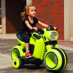 Электромобиль детский мотоцикл зеленый