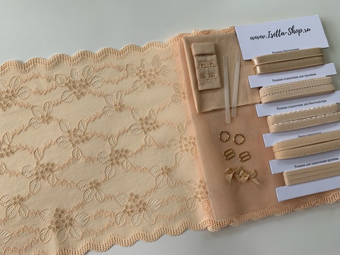 Набор кружевной бежевый/золото