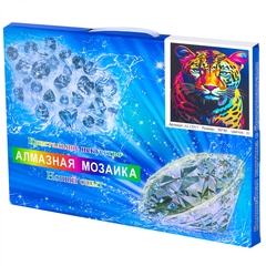 
          Алмазная мозаика Alingar, на подрамнике, с полным заполнением, (глянц) дизайн рамка, 30х40 см, 20 цветов, "Дикая кошка"