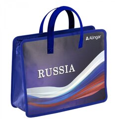 
          Папка с ручками 1 отделение, А4 265х335х120мм, Alingar, пластик, ручки тесьма, дизайн с двух сторон, молния сверху, "Russia"