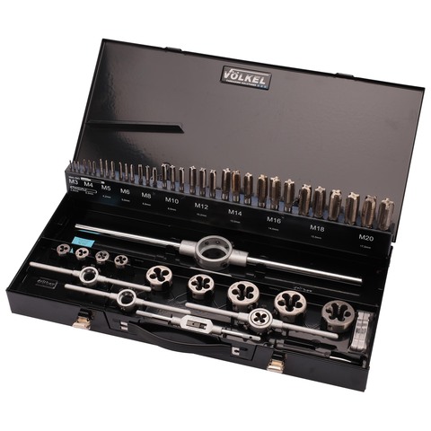 Набор метчиков и плашек M3 -M20 HSSE 54пр Volkel 49251