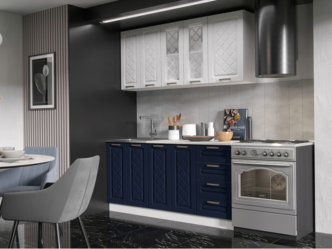 кухонный гарнитур АГАВА 1,6 м (акация белая/сапфир)