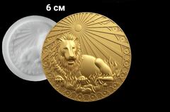 Силиконовый молд № 372 медальон Лев 6 см