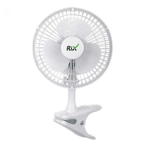 Вентилятор бытовой настольный Rix RDF-1500W, прищепка, цвет белый, 15Вт