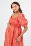 Платье для беременных 13478 красно-белая клетка